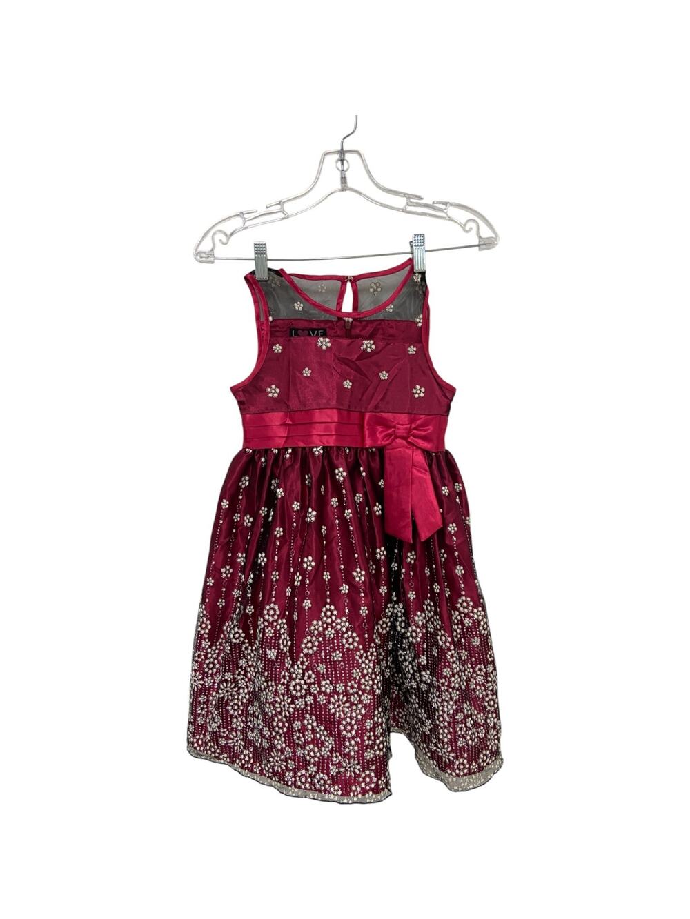 Love By Special Occasions Dress 7 Red Beaded Floral Sleeveless Party Wedding